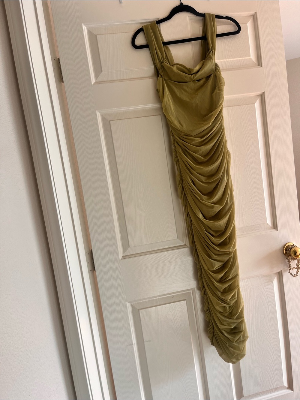 Missguided Olive Green Ruched Maxi Dress